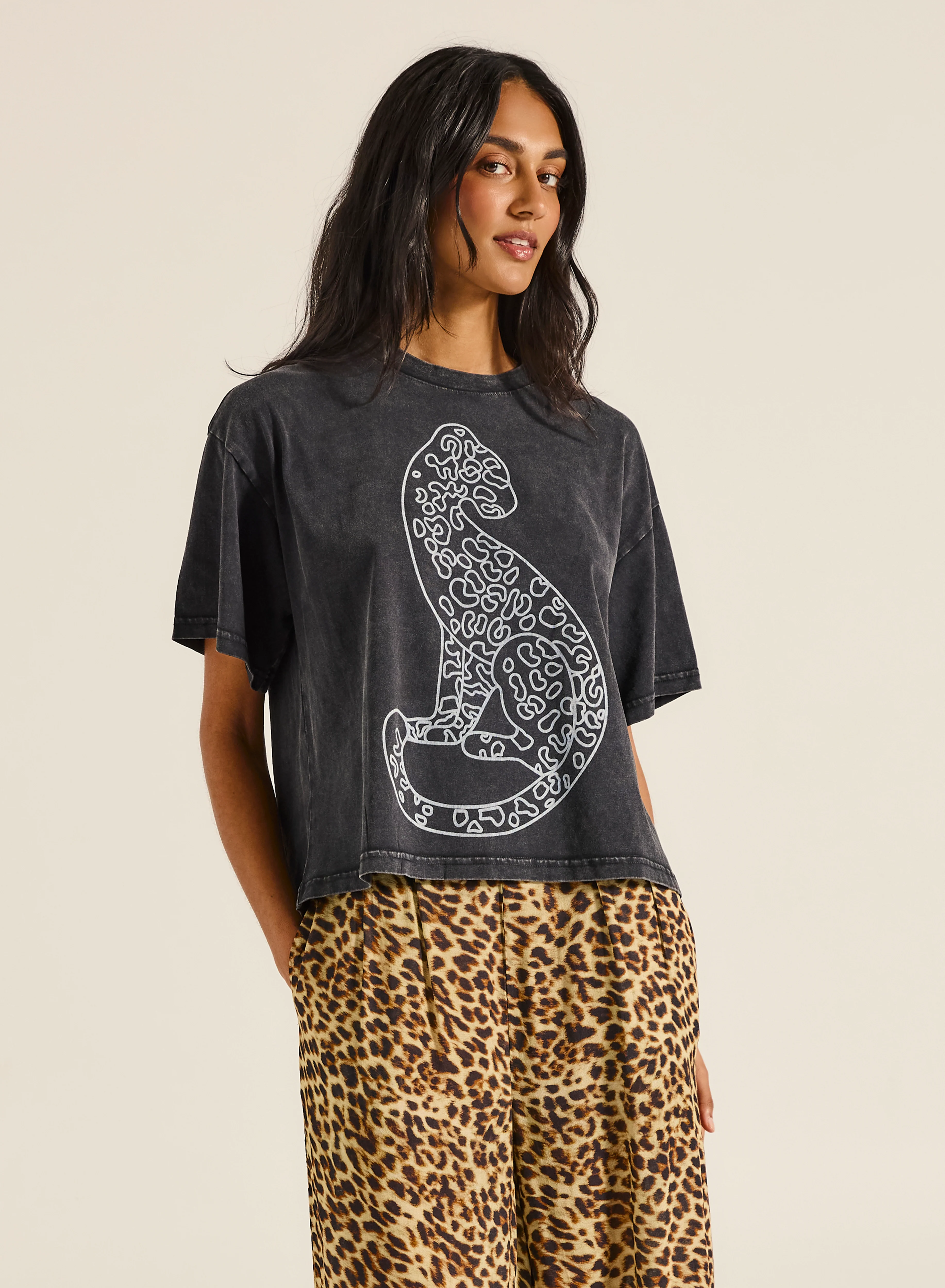 Jungle Leopard Boxy Crop Tee